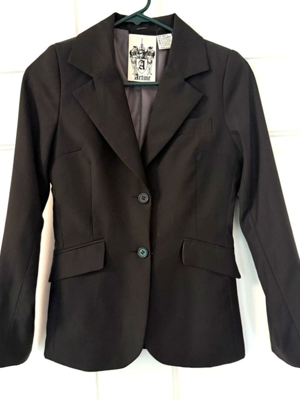 Black Artine Tailored Blazer with Notched Lapels XS